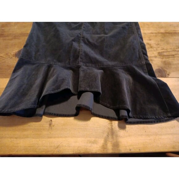 Vtg Riders Copper Skirt Junior 11 M Black Corduroy Hi Lo Flounce Modest Western - Picture 2 of 7